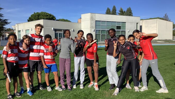 Quelques benjamins du collège entre deux courses